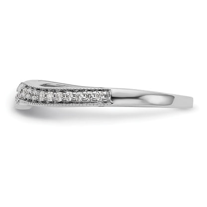 14k White Gold Real Diamond Contoured Wedding Band