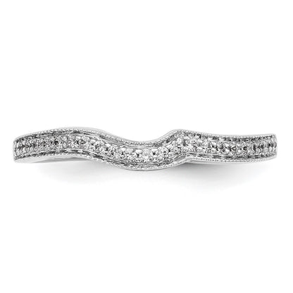14k White Gold Real Diamond Contoured Wedding Band