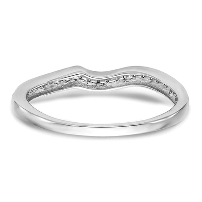 14k White Gold Real Diamond Contoured Wedding Band