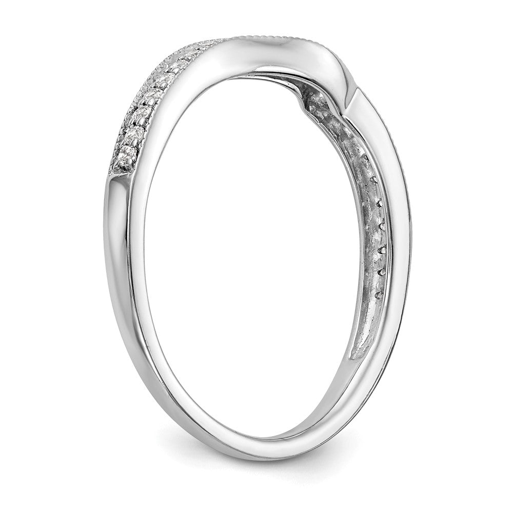 14k White Gold Real Diamond Contoured Wedding Band