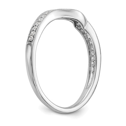 14k White Gold Real Diamond Contoured Wedding Band