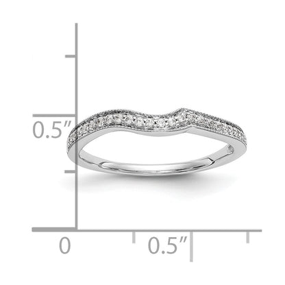14k White Gold Real Diamond Contoured Wedding Band