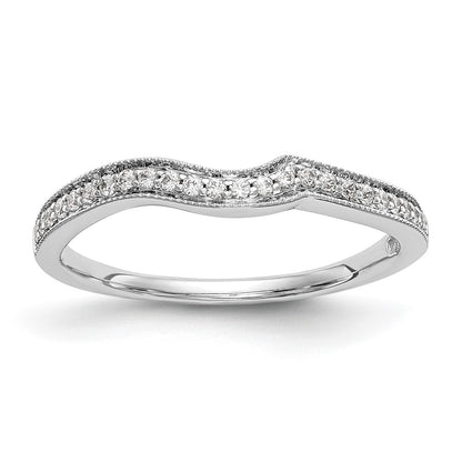 14k White Gold Real Diamond Contoured Wedding Band