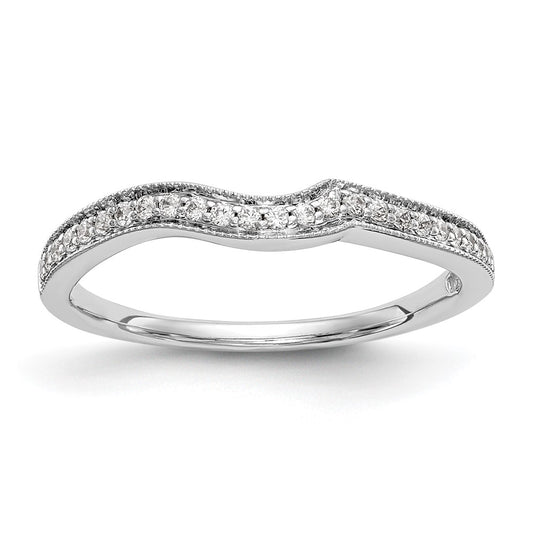 14k White Gold Real Diamond Contoured Wedding Band