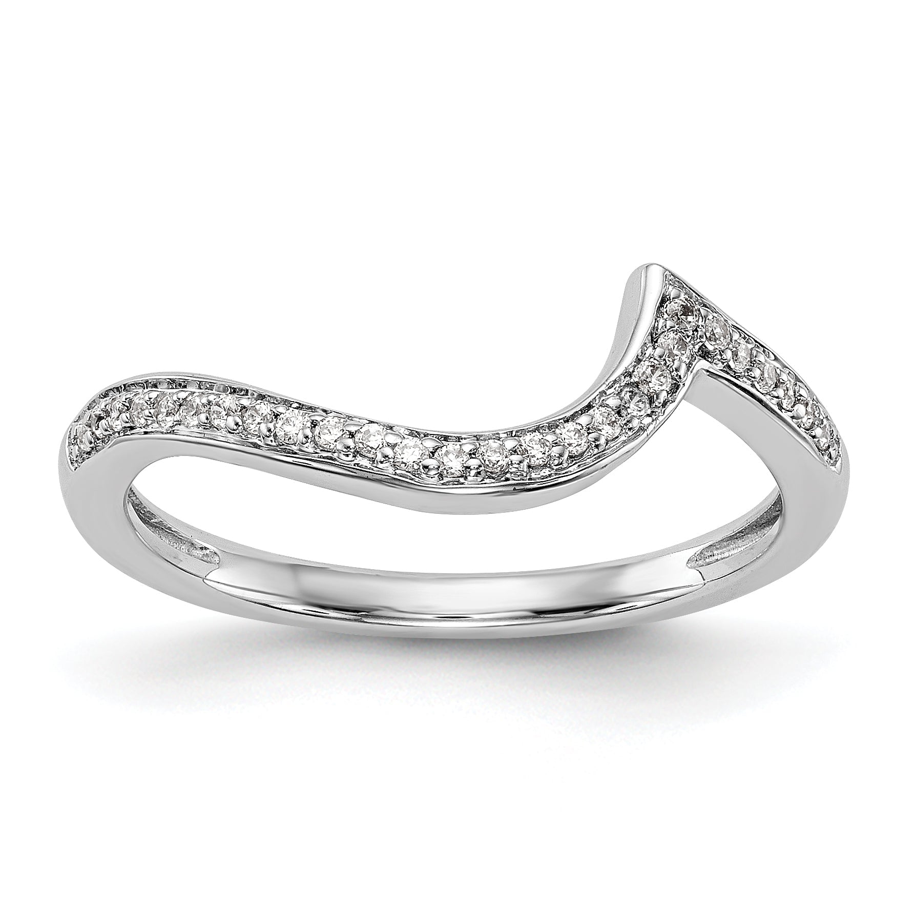 0.11ct. CZ Solid Real 14k White Gold Wedding Wedding Band Ring