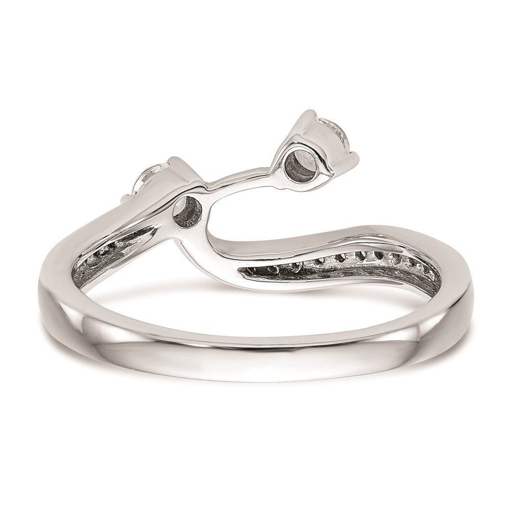 14K White Gold Real Diamond Contoured Wedding Band