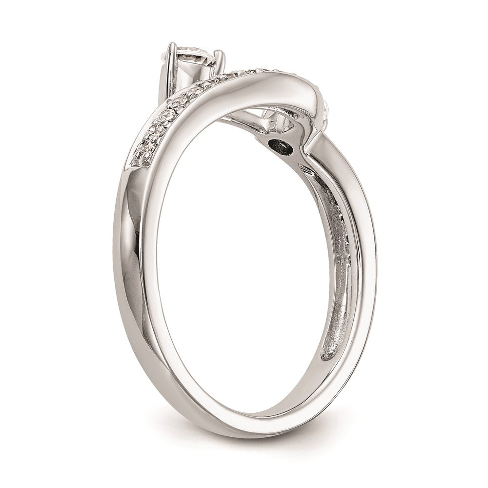 14K White Gold Real Diamond Contoured Wedding Band