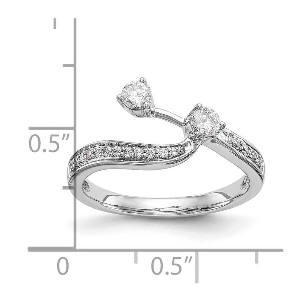14K White Gold Real Diamond Contoured Wedding Band
