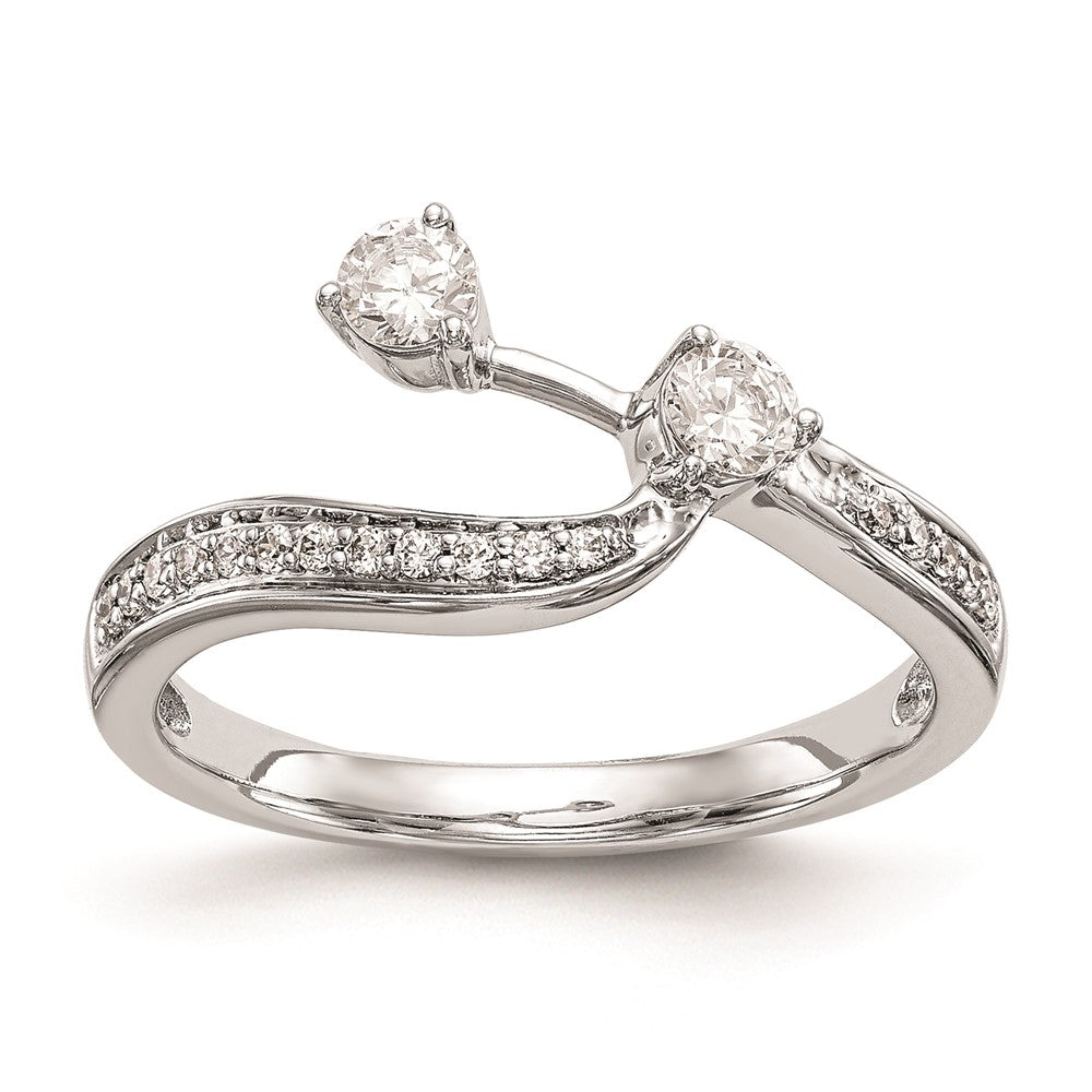 14K White Gold Real Diamond Contoured Wedding Band
