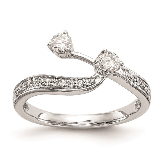 14K White Gold Real Diamond Contoured Wedding Band