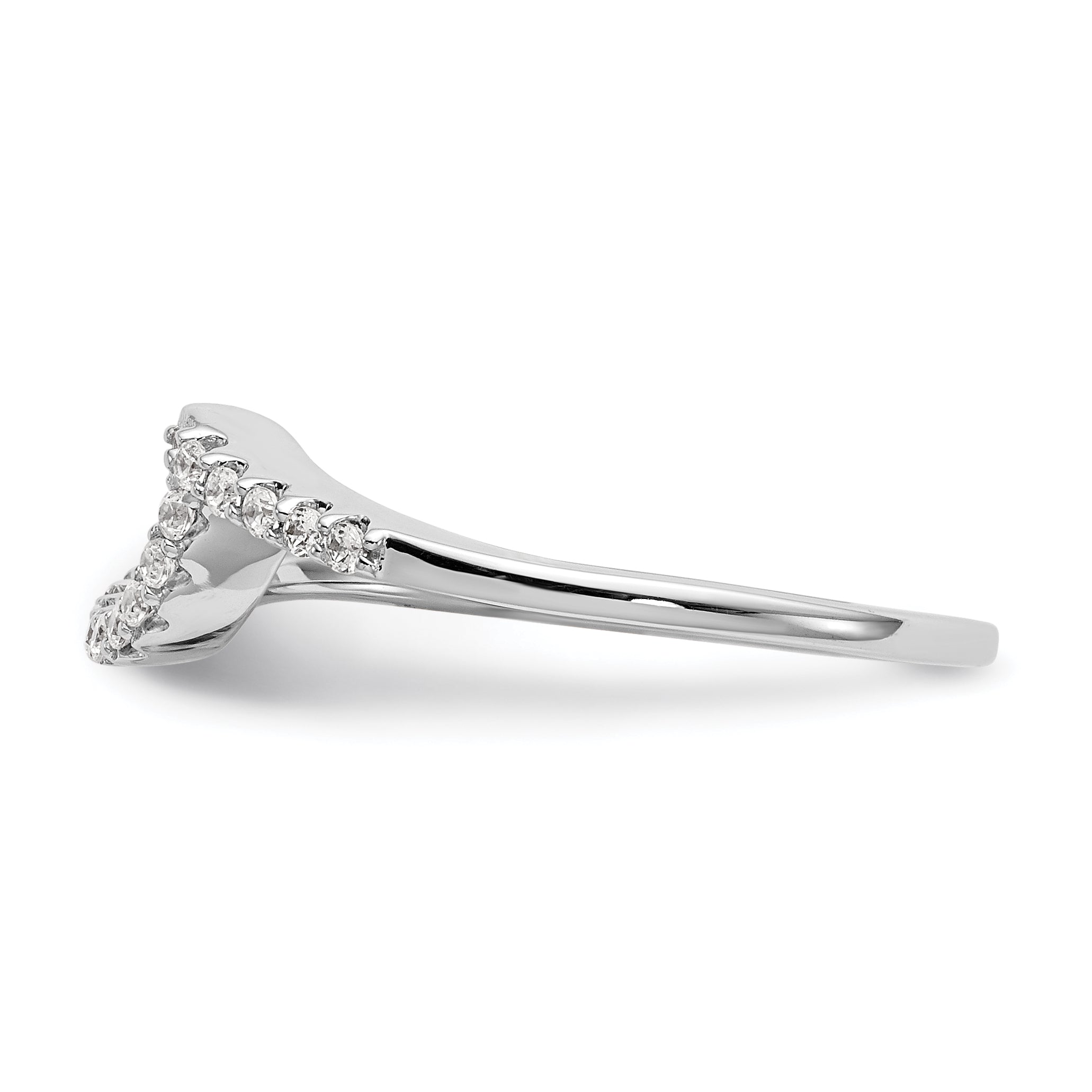 0.16ct. CZ Solid Real 14K White Gold Contoured Wedding Wedding Band Ring