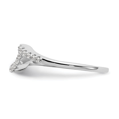 0.16ct. CZ Solid Real 14K White Gold Contoured Wedding Wedding Band Ring