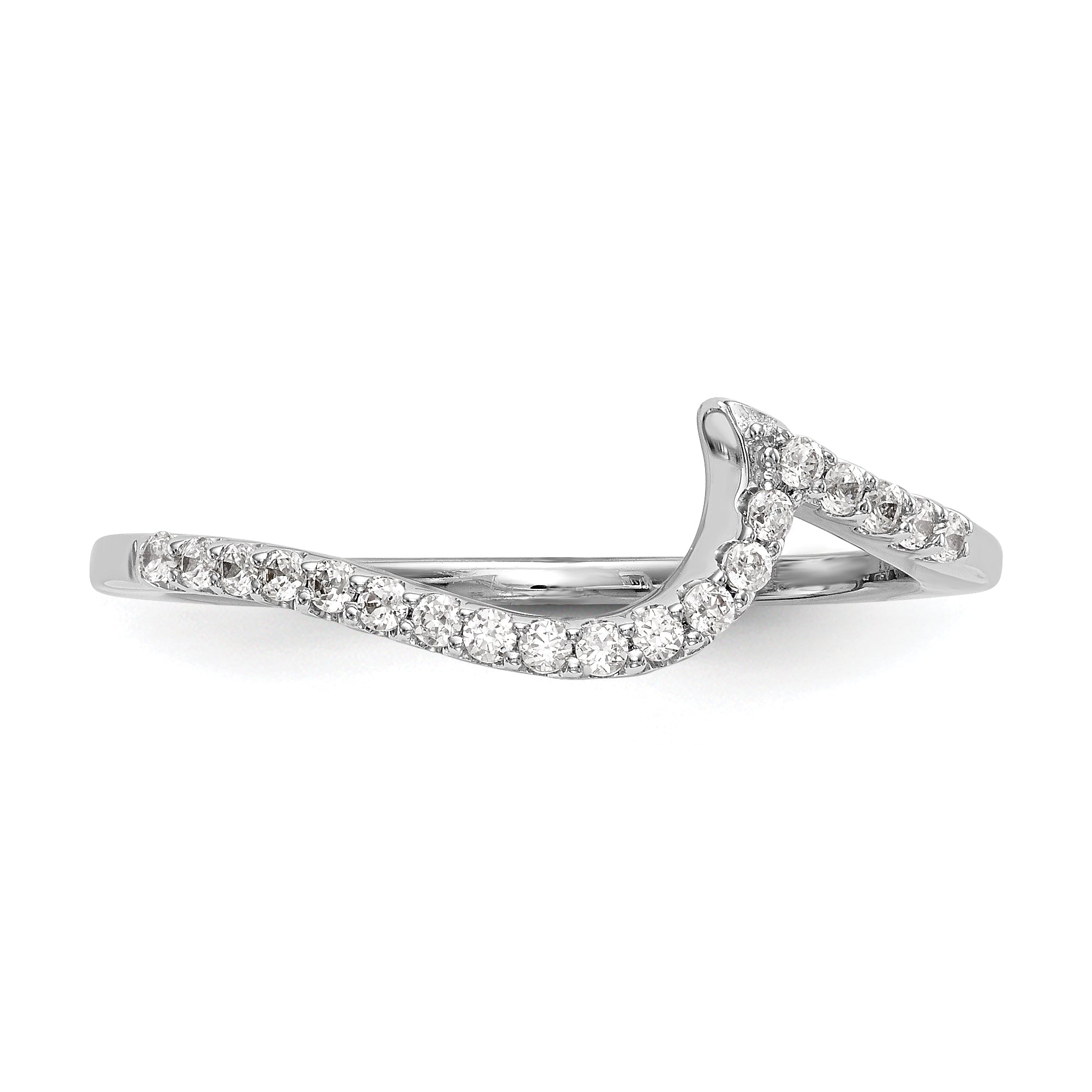 0.16ct. CZ Solid Real 14K White Gold Contoured Wedding Wedding Band Ring