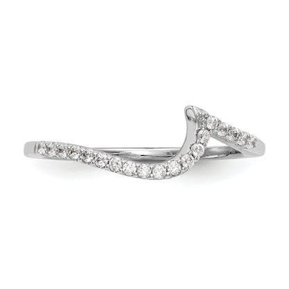 0.16ct. CZ Solid Real 14K White Gold Contoured Wedding Wedding Band Ring
