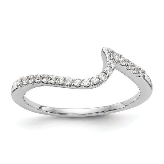 0.16ct. CZ Solid Real 14K White Gold Contoured Wedding Wedding Band Ring