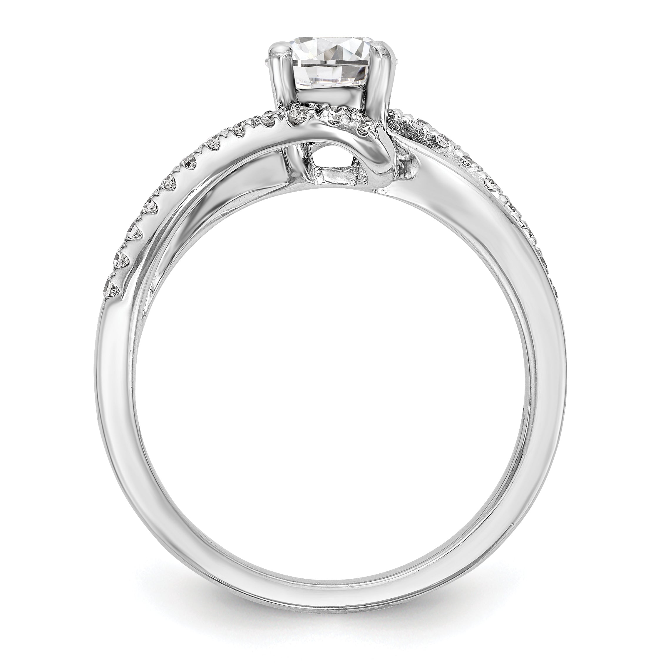 0.50ct. CZ Solid Real 14k White Gold Round By-Pass Engagement Ring