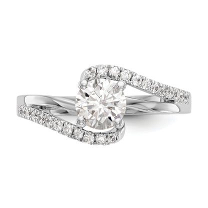 0.50ct. CZ Solid Real 14k White Gold Round By-Pass Engagement Ring