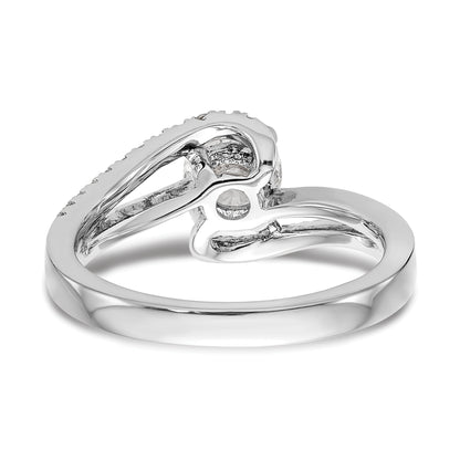 1.00ct. CZ Solid Real 14k White Gold Round By-Pass Engagement Ring