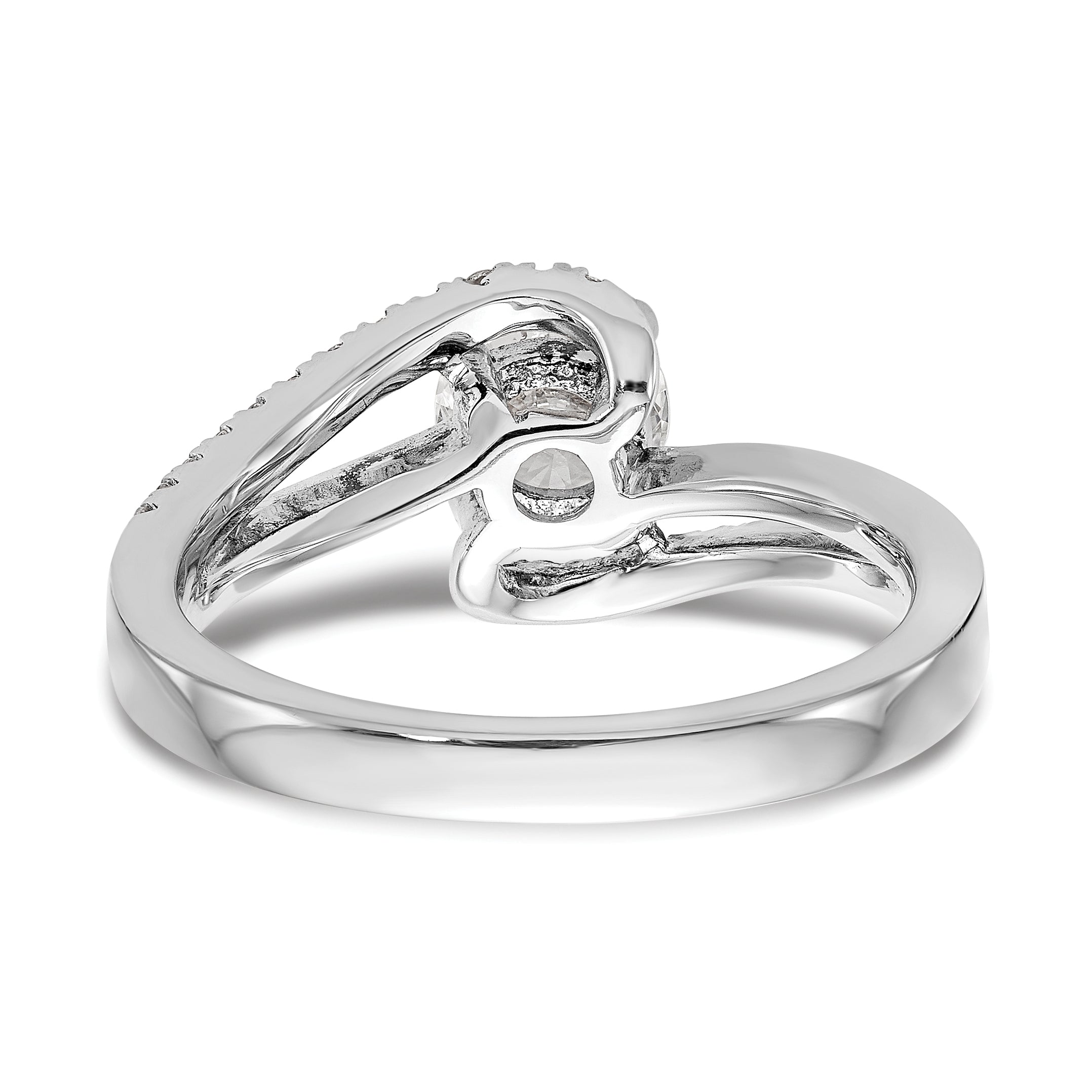 0.50ct. CZ Solid Real 14k White Gold Round By-Pass Engagement Ring
