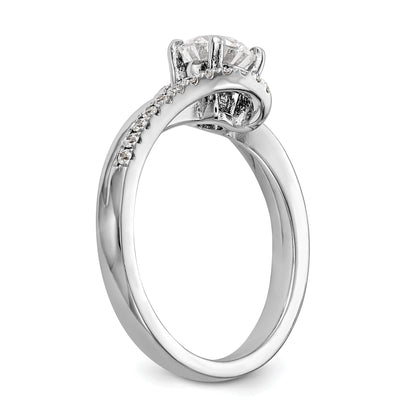 0.50ct. CZ Solid Real 14k White Gold Round By-Pass Engagement Ring