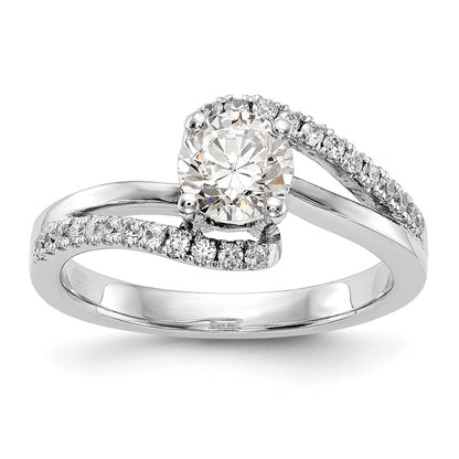 1.00ct. CZ Solid Real 14k White Gold Round By-Pass Engagement Ring