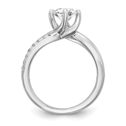 1.00ct. CZ Solid Real 14k White Gold Round By-Pass Engagement Ring