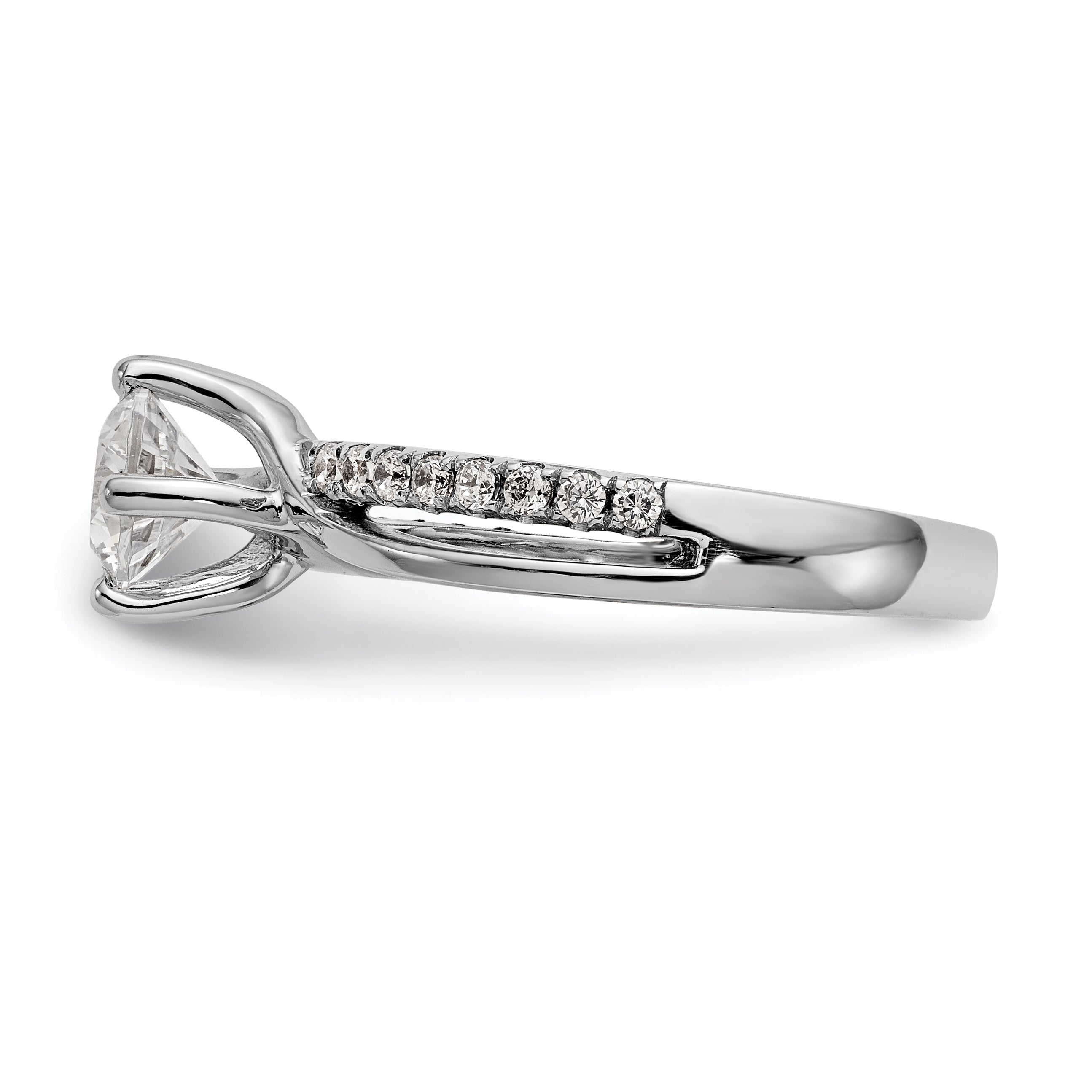 0.33ct. CZ Solid Real 14k White Gold Round By-Pass Engagement Ring