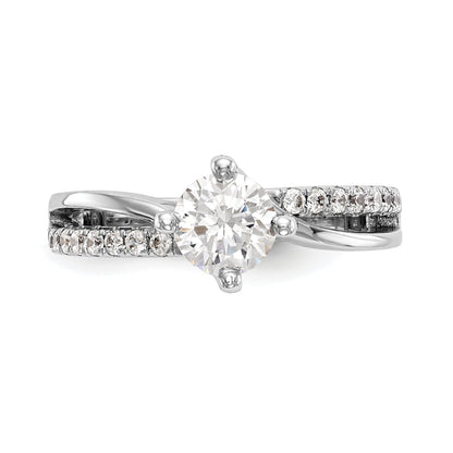 0.33ct. CZ Solid Real 14k White Gold Round By-Pass Engagement Ring