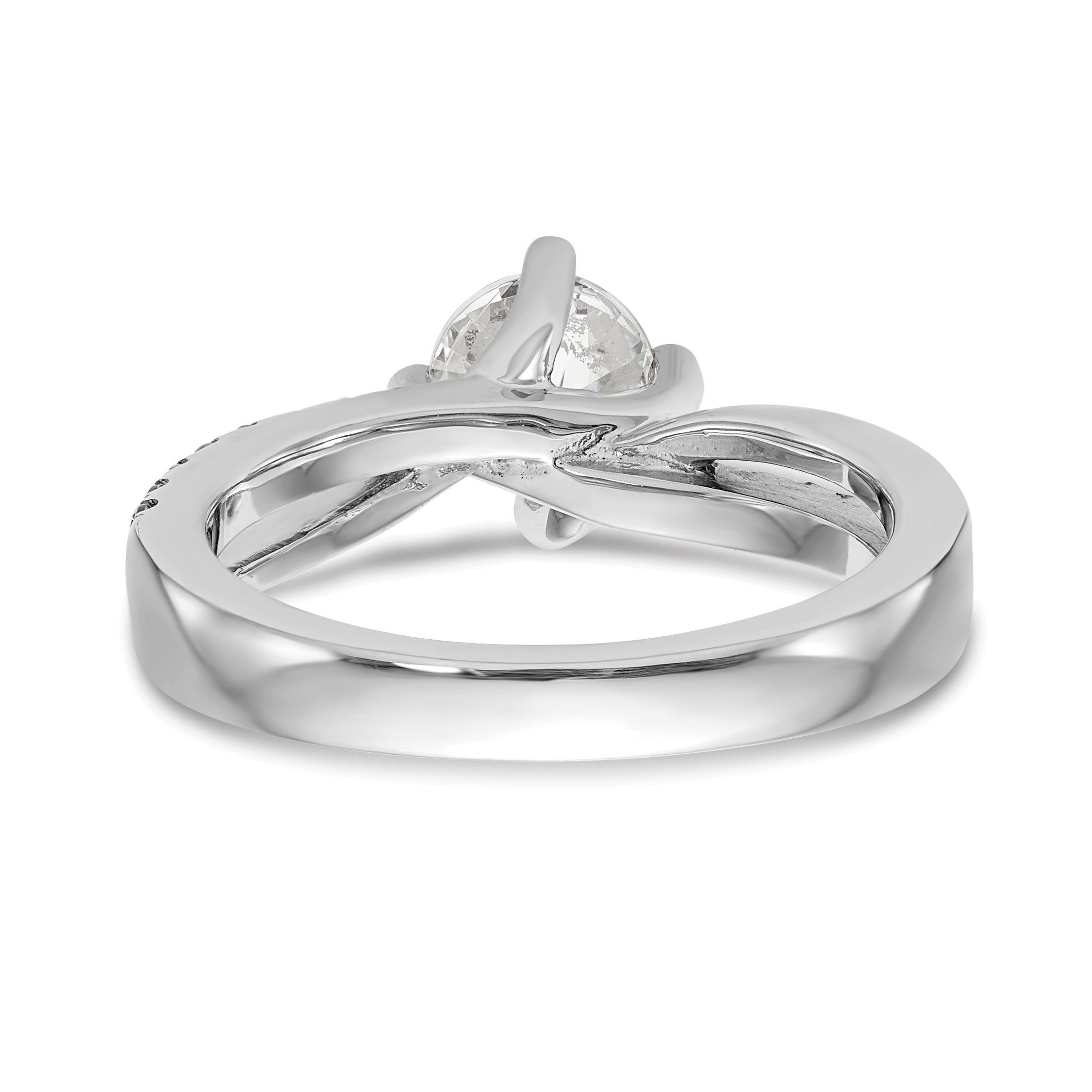 0.75ct. CZ Solid Real 14k White Gold Round By-Pass Engagement Ring