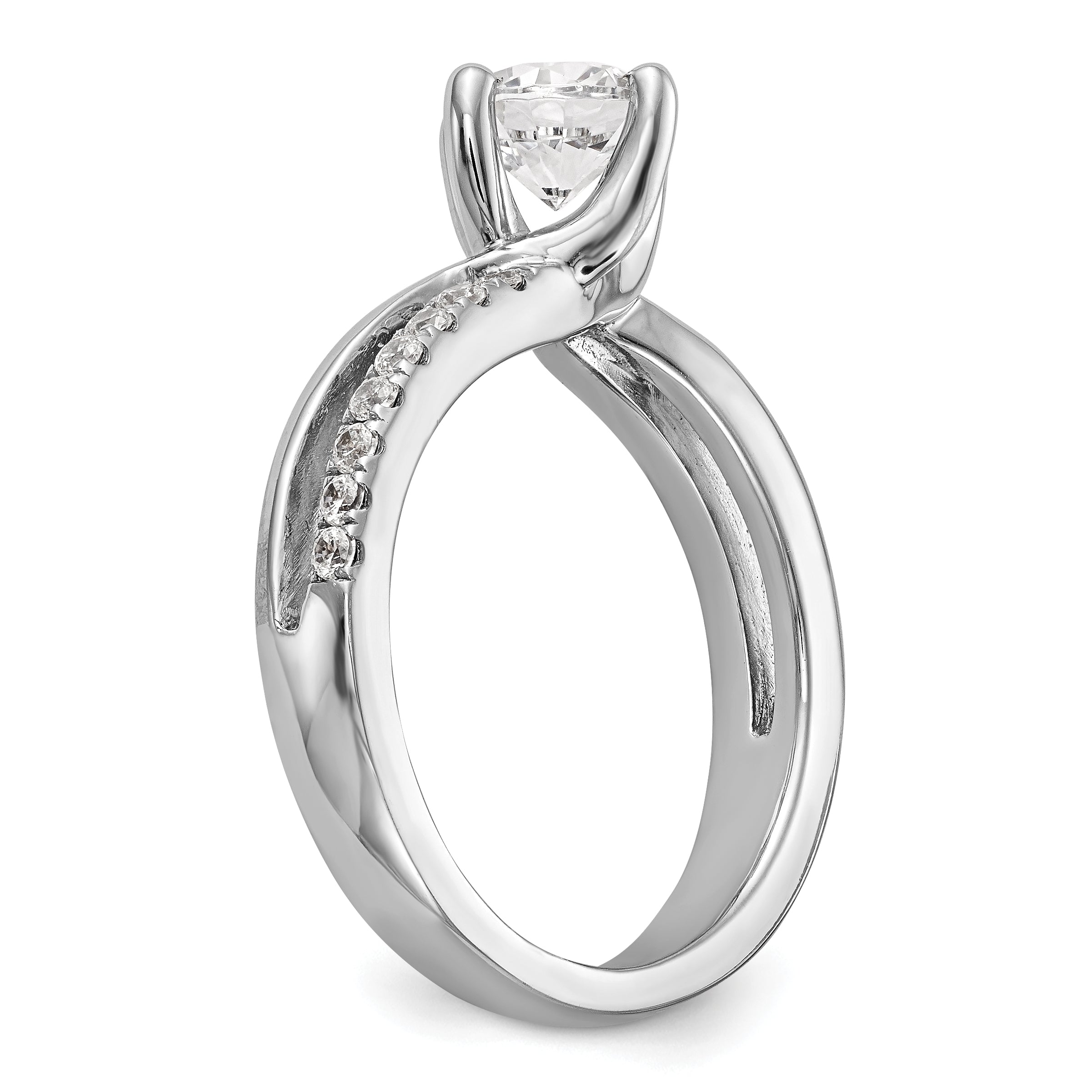 0.33ct. CZ Solid Real 14k White Gold Round By-Pass Engagement Ring
