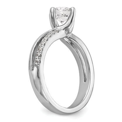 1.00ct. CZ Solid Real 14k White Gold Round By-Pass Engagement Ring