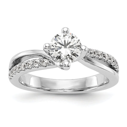 1.00ct. CZ Solid Real 14k White Gold Round By-Pass Engagement Ring