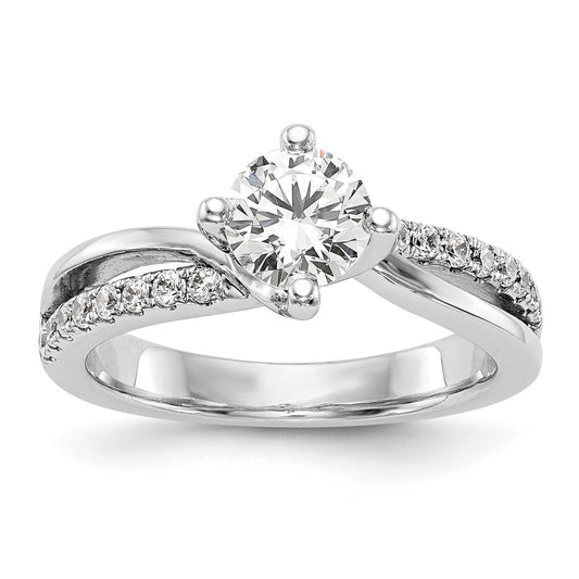 1.00ct. CZ Solid Real 14k White Gold Round By-Pass Engagement Ring