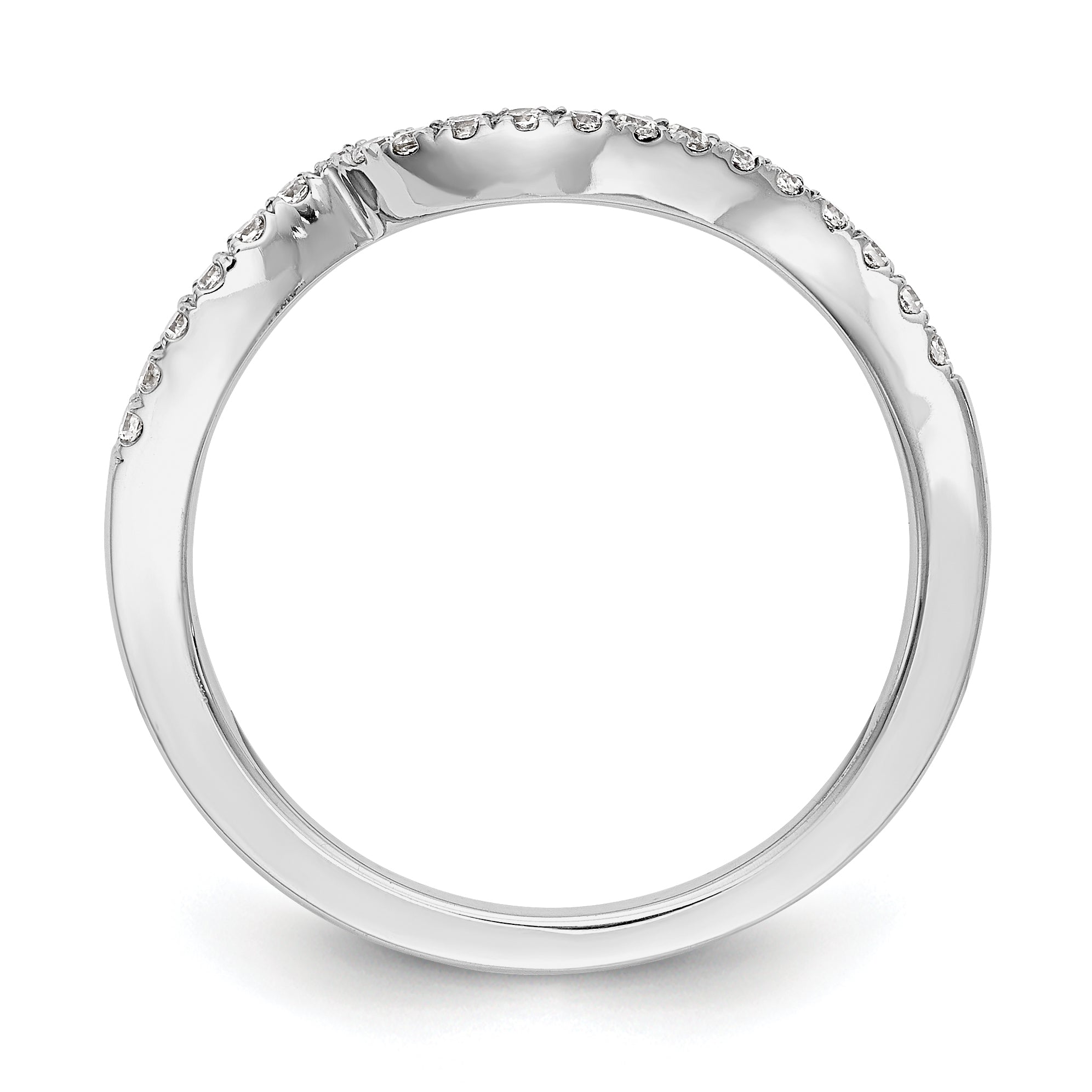0.08ct. CZ Solid Real 14K White Gold Contoured Wedding Wedding Band Ring