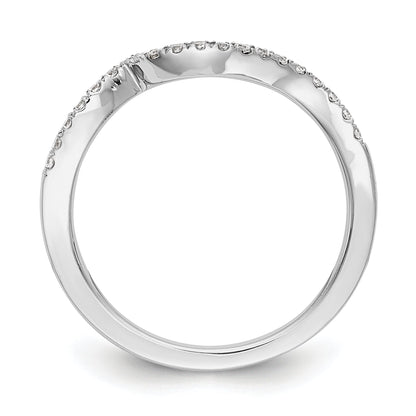 0.14ct. CZ Solid Real 14K White Gold Contoured Wedding Wedding Band Ring