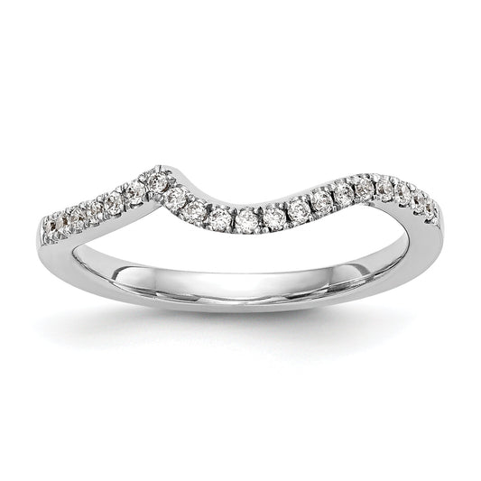 0.14ct. CZ Solid Real 14K White Gold Contoured Wedding Wedding Band Ring