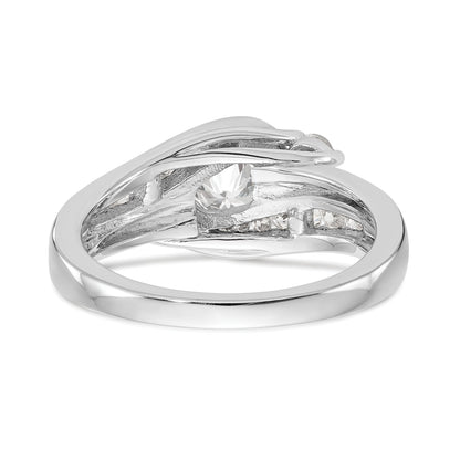 0.75ct. CZ Solid Real 14k White Gold Bezel By-Pass Engagement Ring