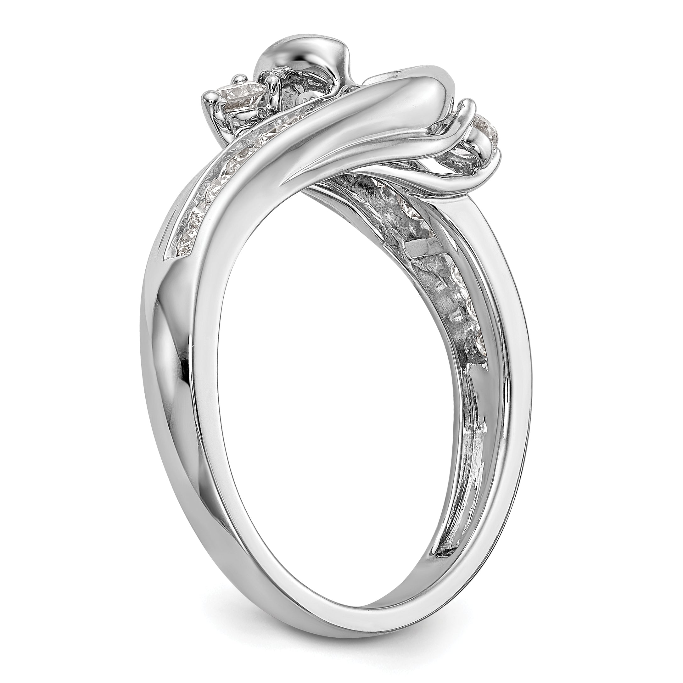 0.75ct. CZ Solid Real 14k White Gold Bezel By-Pass Engagement Ring