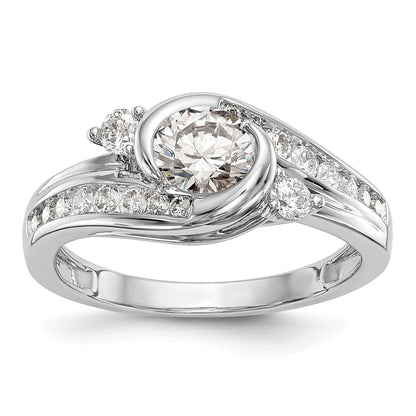 0.75ct. CZ Solid Real 14k White Gold Bezel By-Pass Engagement Ring