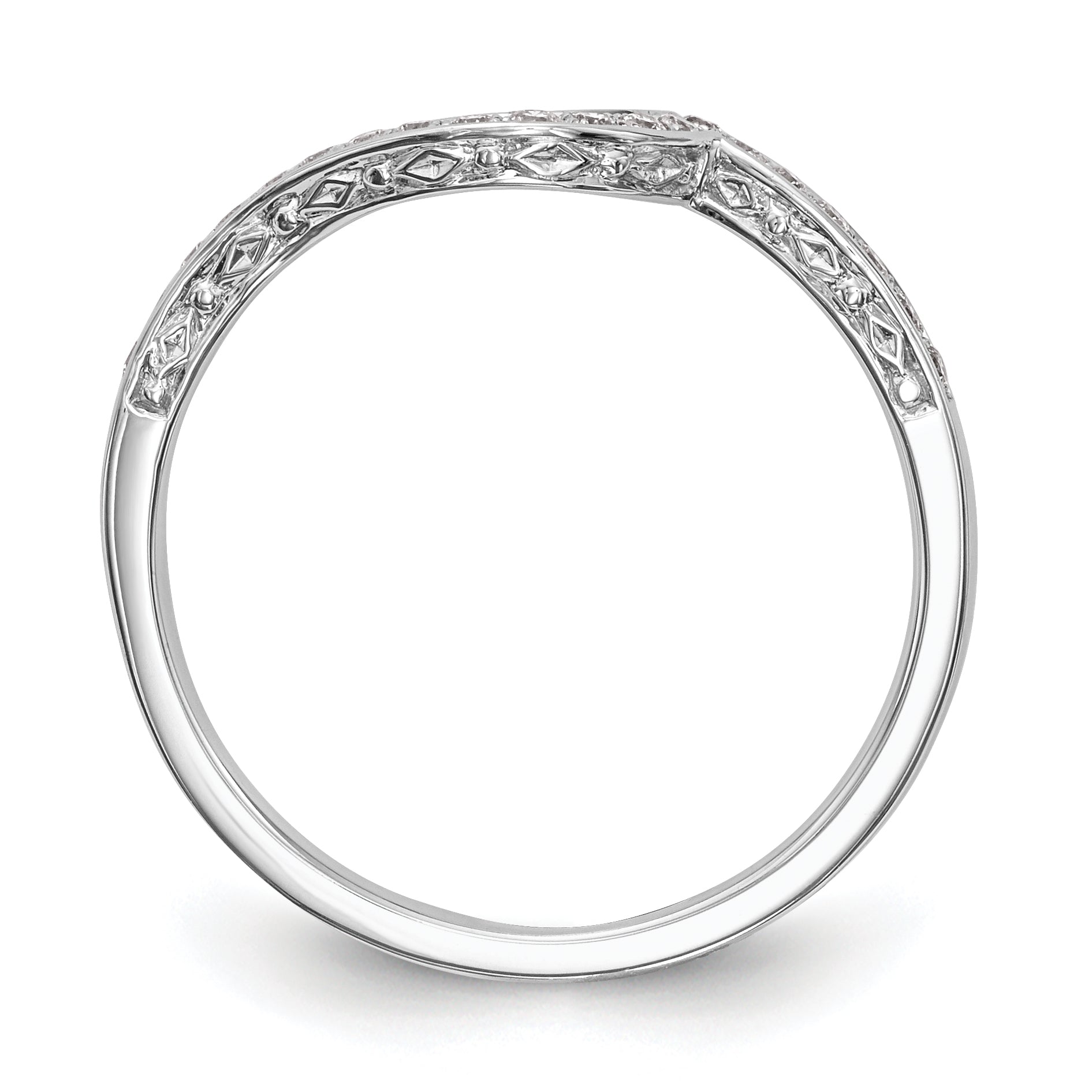 0.16ct. CZ Solid Real 14K White Gold Wedding Wedding Band Ring
