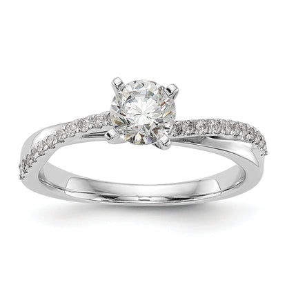 0.15ct. CZ Solid Real 14k White Gold Peg Set By-Pass Engagement Ring