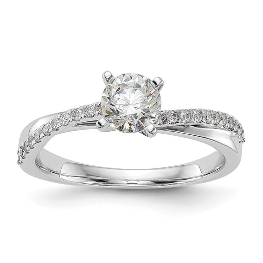 0.15ct. CZ Solid Real 14k White Gold Peg Set By-Pass Engagement Ring