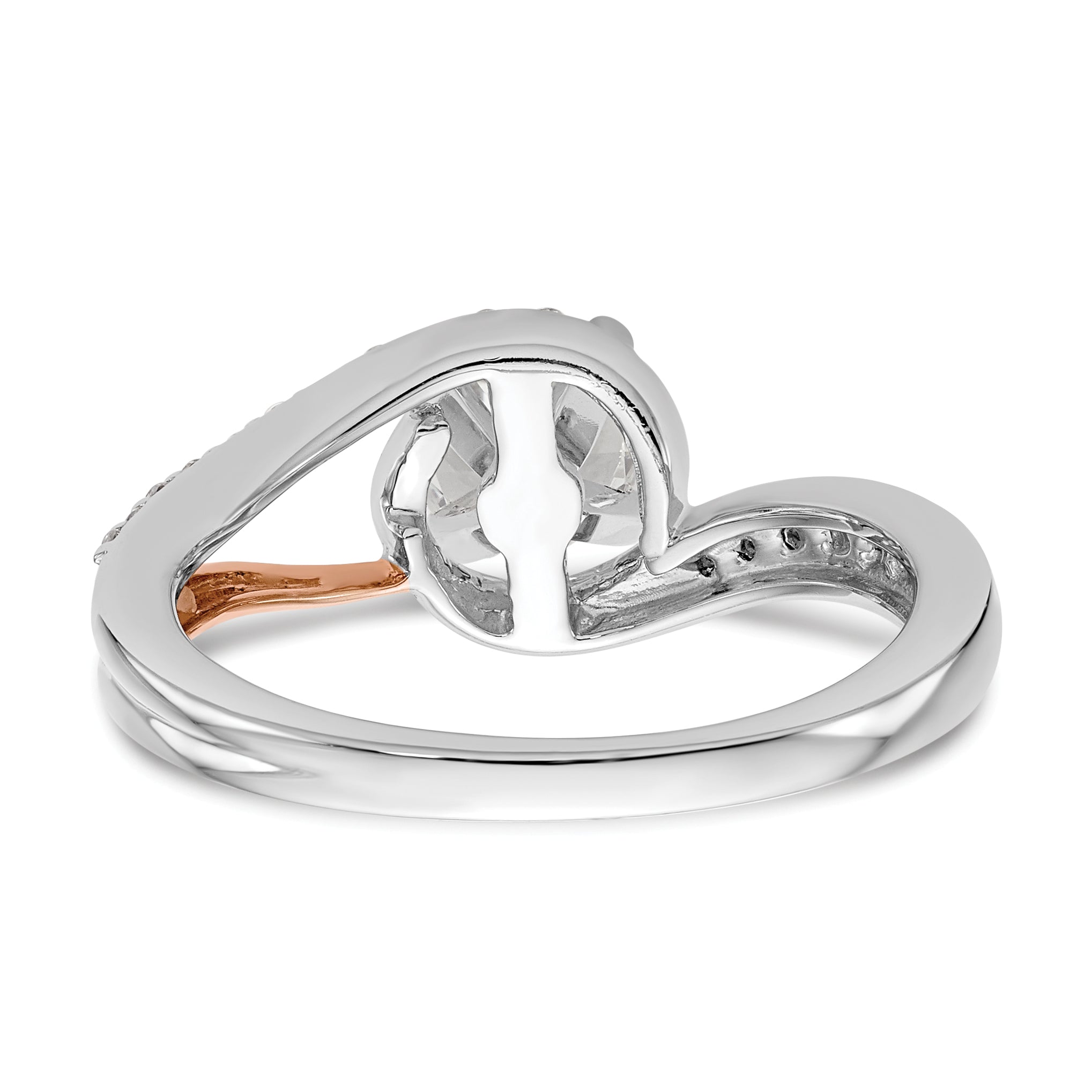 0.20ct. CZ Solid Real 14k Two-tone Peg Set By-Pass Engagement Ring