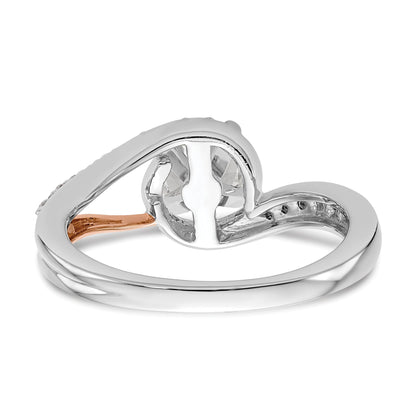 0.20ct. CZ Solid Real 14k Two-tone Peg Set By-Pass Engagement Ring