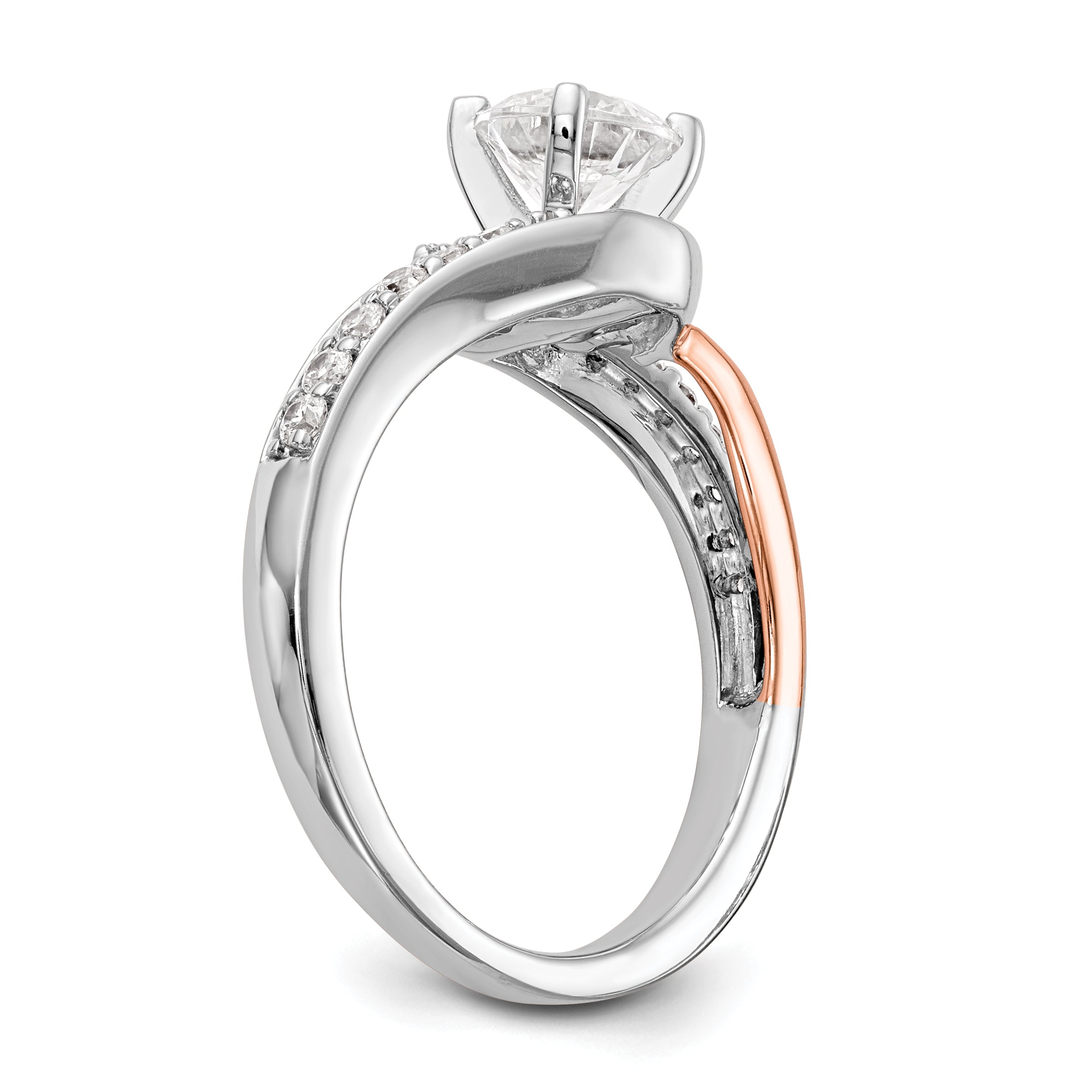 0.20ct. CZ Solid Real 14k Two-tone Peg Set By-Pass Engagement Ring