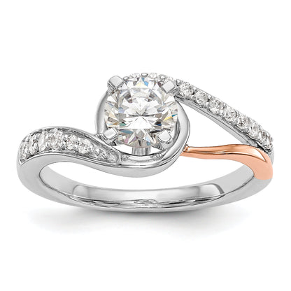 0.20ct. CZ Solid Real 14k Two-tone Peg Set By-Pass Engagement Ring
