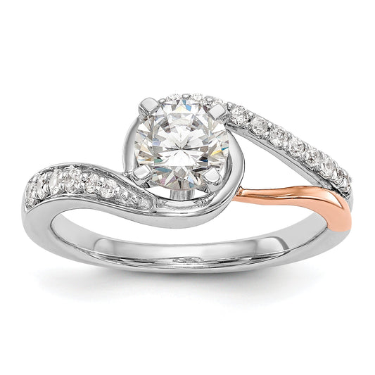 0.20ct. CZ Solid Real 14k Two-tone Peg Set By-Pass Engagement Ring
