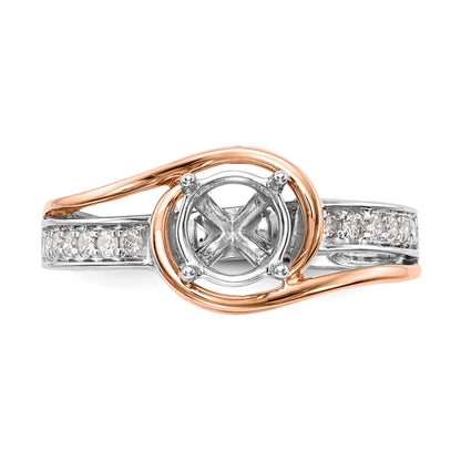 0.18ct. CZ Solid Real 14k Two-tone Peg Set By-Pass Engagement Ring