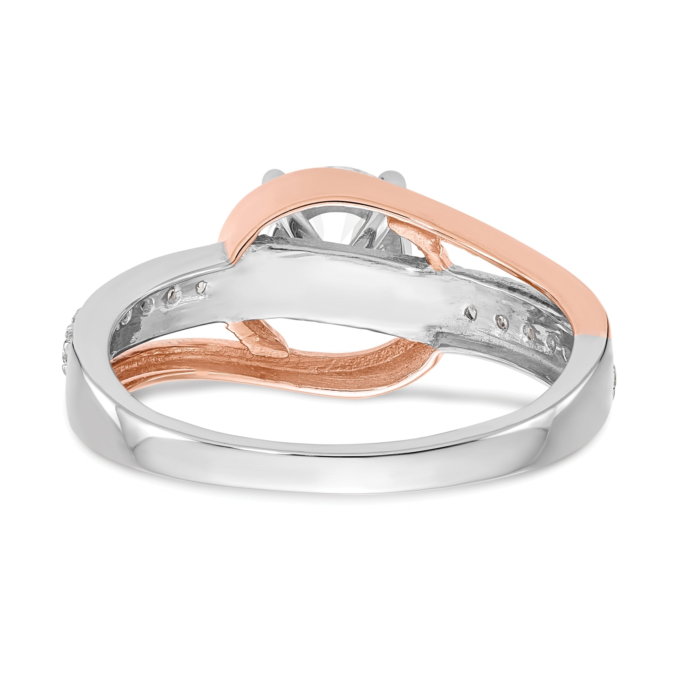 0.18ct. CZ Solid Real 14k Two-tone Peg Set By-Pass Engagement Ring