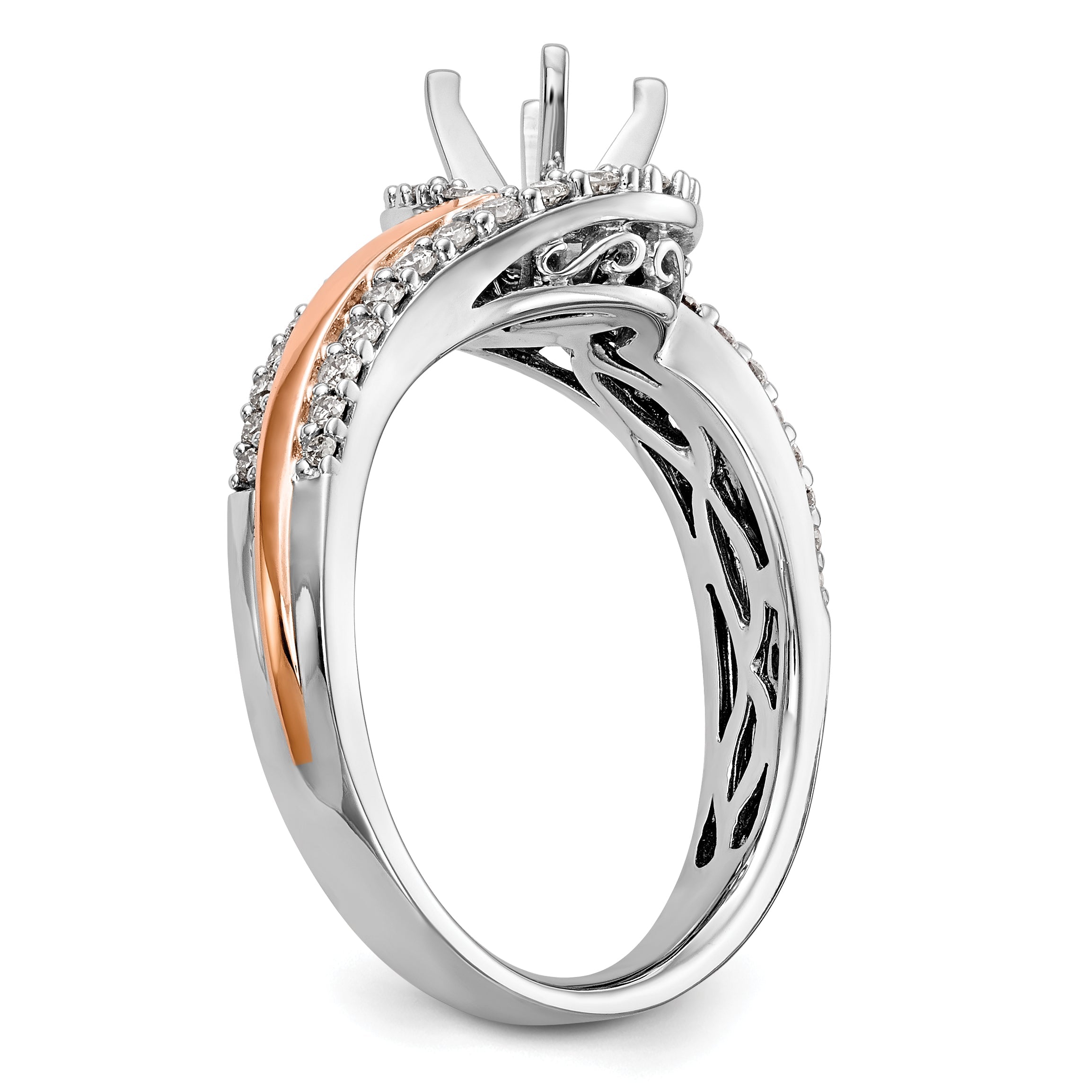 0.40ct. CZ Solid Real 14k Two-tone Peg Set By-Pass Engagement Ring